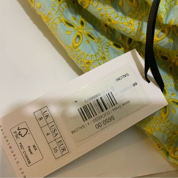 SALONI Jesse Broderie Anglaise Cotton Mini Dress In Green - Picture 11 of 12